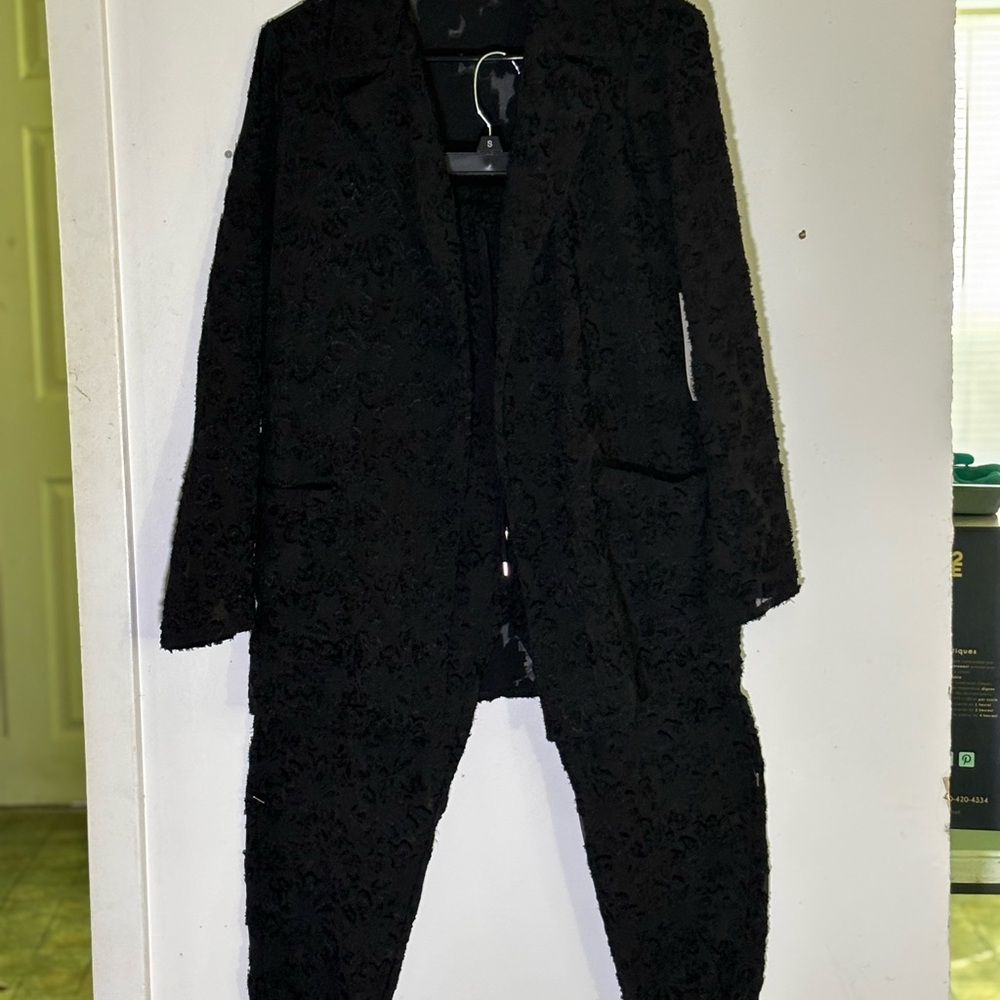 Zara Black Textured Suit Set